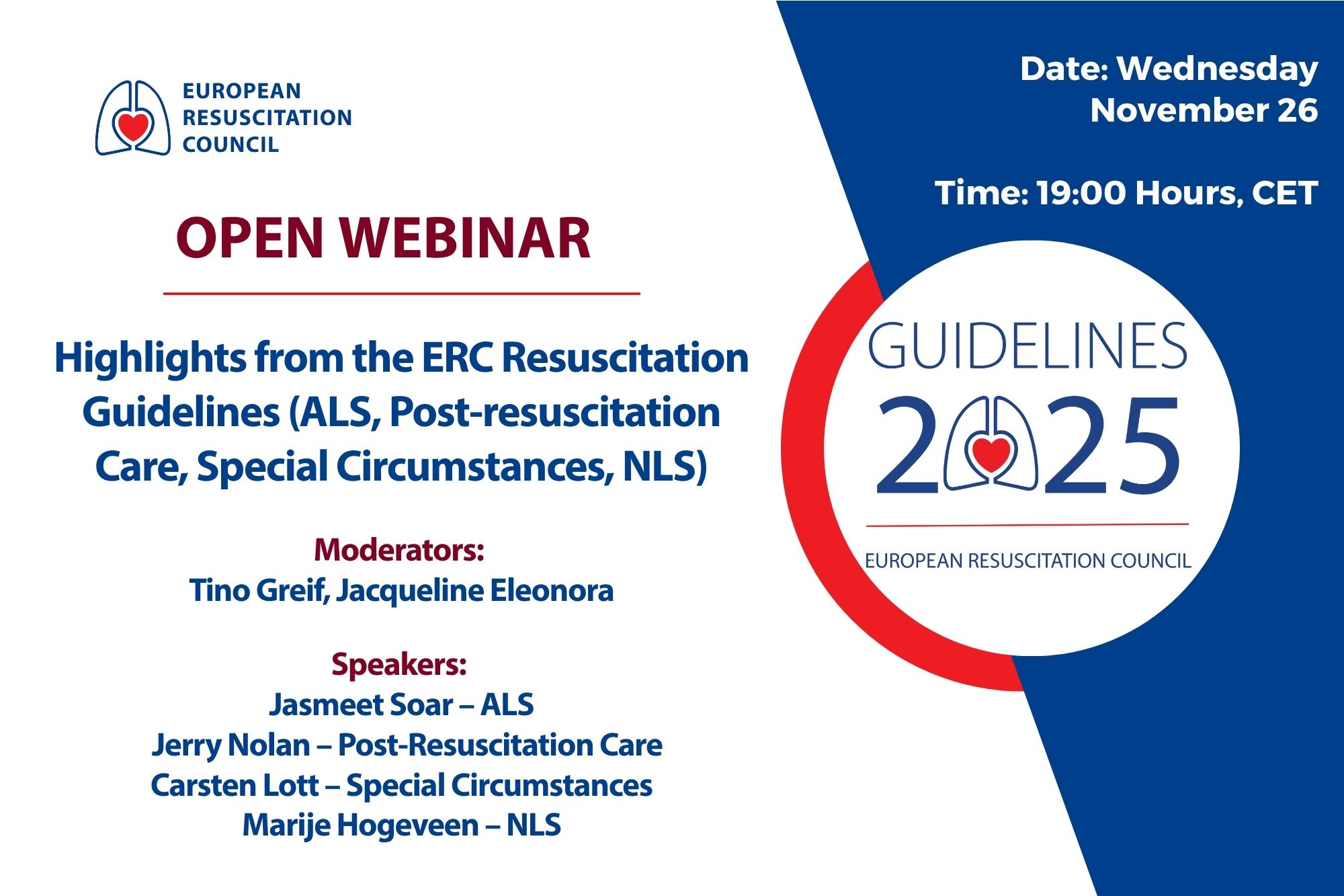 Highlights from the ERC Resuscitation Guidelines (ALS, Post-resuscitation Care, Special Circumstances, NLS)